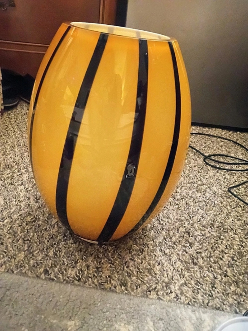 Striped Orange & Black Vase